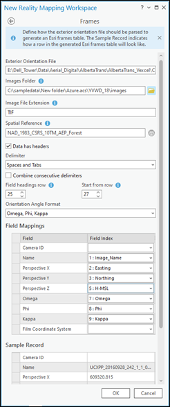 POS settings in the Frames pane