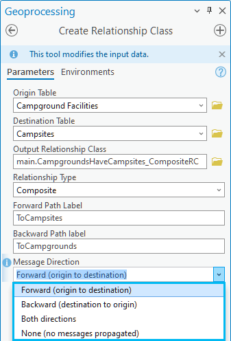 Message Direction parameter set to Forward