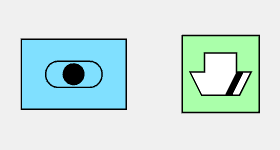 Visual example of two dictionary symbols with all configurations on except Modifiers and Amplifiers