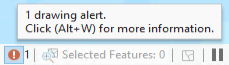 A drawing alert on the status bar of a map