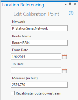 Edit Calibration Point pane