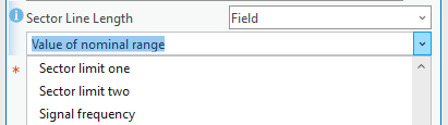 The Sector Line Length parameter set to the Value of nominal range field