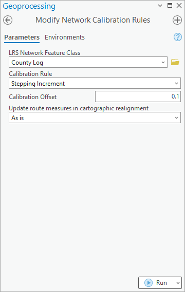 Modify Network Calibration Rules tool using the Stepping Increment calibration rule