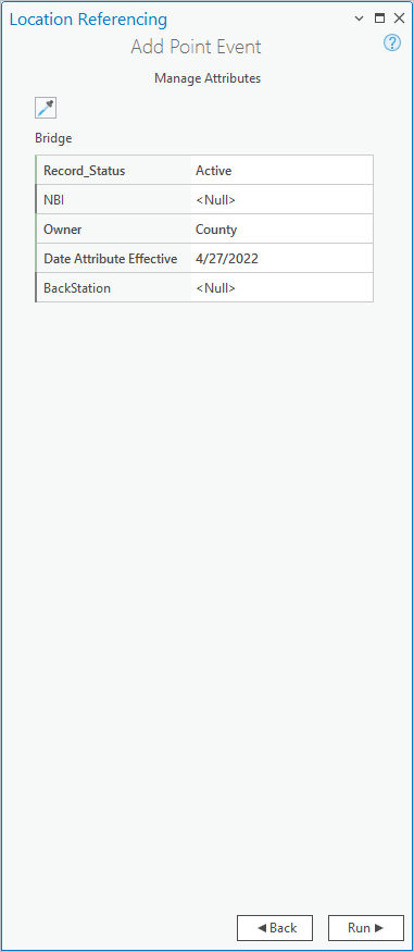 Manage Attributes table