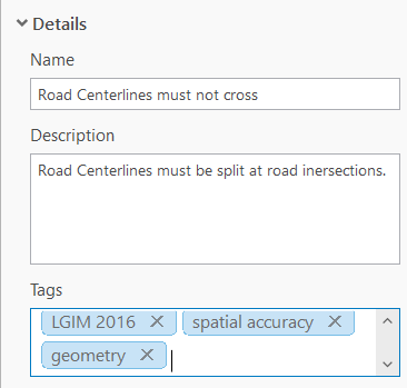 Parameters configured in the Details section
