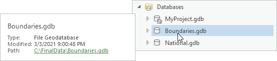 Repaired database connection in the Catalog pane Repaired database connection in the Catalog pane