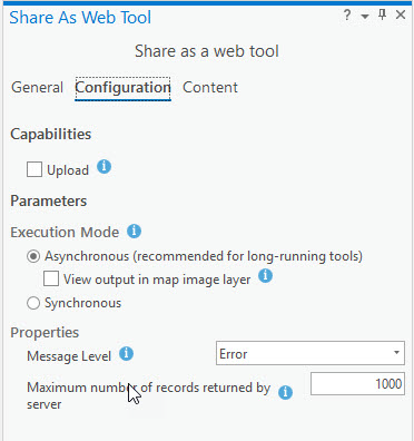 Web tool configuration options Web tool configuration options