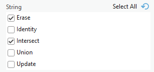 Multivalue control with the Select All button and check boxes for the options Multivalue control with the Select All button and check boxes for the options