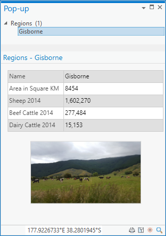 Configured pop-up on map Configured pop-up on map