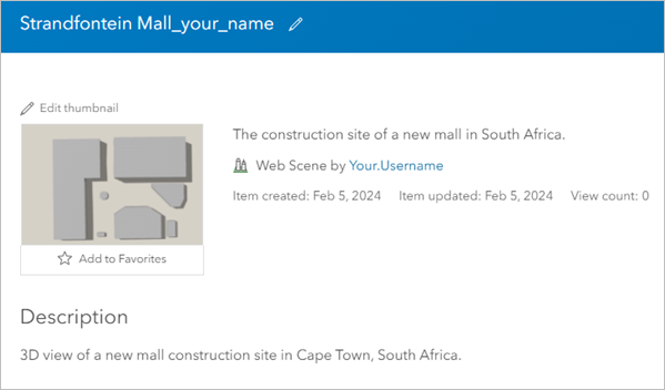 Item details page for the web scene Item details page for the web scene
