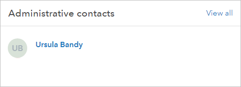 Administrative contacts are shown on the Overview tab of the Organization page. Administrative contacts are shown on the Overview tab of the Organization page.