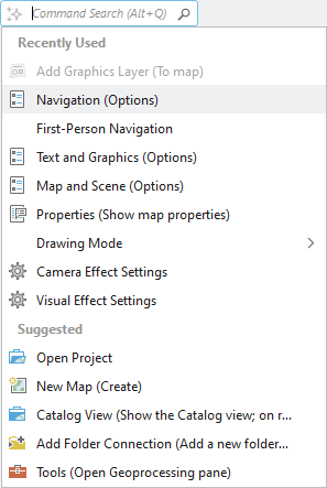 Command Search box and drop-down list of commands Command Search box and drop-down list of commands