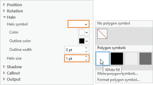 White fill selected as Halo symbol
