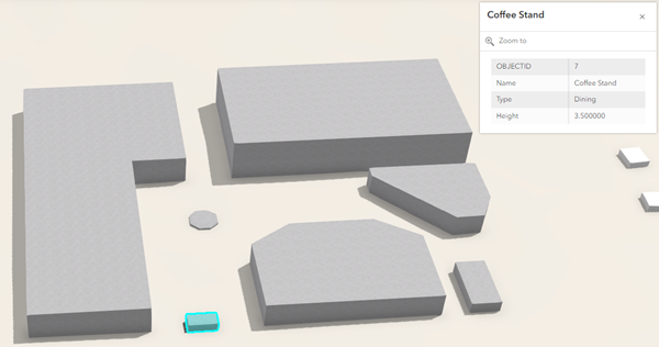 Web scene with pop-up of building attributes Web scene with pop-up of building attributes