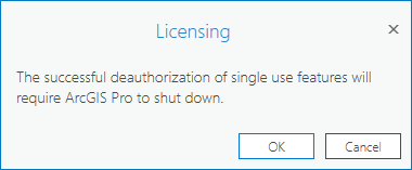 Licensing message for Single Use license deauthorization Licensing message for Single Use license deauthorization