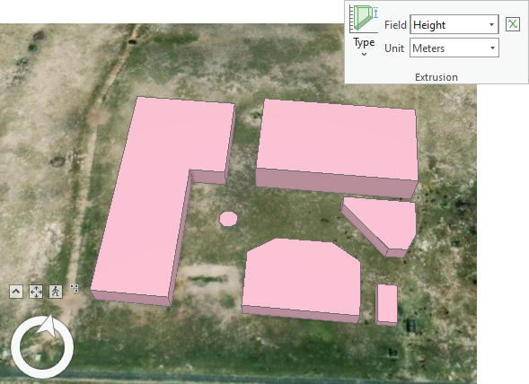 Buildings displayed at their actual heights in the scene Buildings displayed at their actual heights in the scene