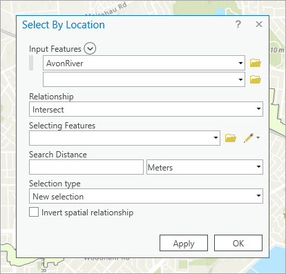 Select By Location tool in a floating window Select By Location tool in a floating window