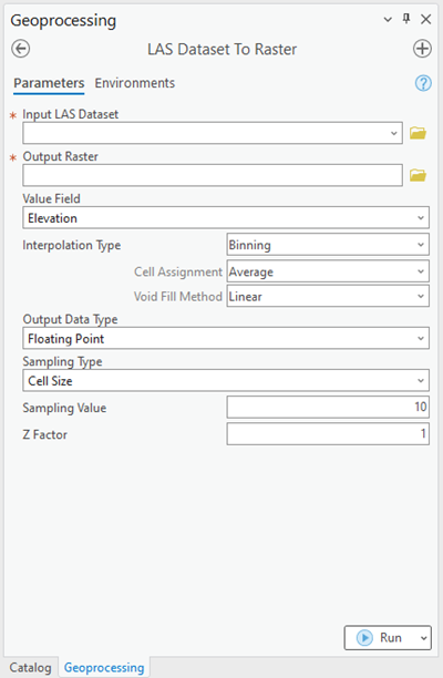LAS Dataset To Raster geoprocessing tool LAS Dataset To Raster geoprocessing tool