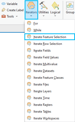 Adding the Iterate Feature Selection tool Adding the Iterate Feature Selection tool
