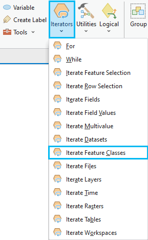Adding the Iterate Feature Classes tool Adding the Iterate Feature Classes tool