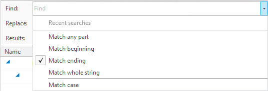 Find and replace match options Find and replace match options