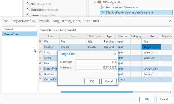 Setting a parameter's range filter Setting a parameter's range filter