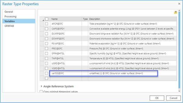 Raster Type properties for GRIB TAB data Raster Type properties for GRIB TAB data