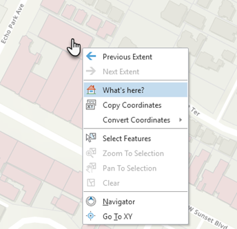 Selecting the What's here? tool Selecting the What's here? tool