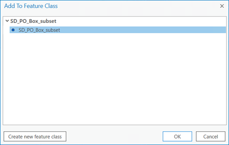 Add To Feature Class dialog box Add To Feature Class dialog box