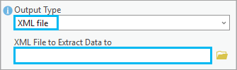In the Extract Data From Geodatabase tool, Output Type is set to XML file. In the Extract Data From Geodatabase tool, Output Type is set to XML file.
