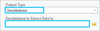 In the Extract Data From Geodatabase tool, Output Type is set to Geodatabase. In the Extract Data From Geodatabase tool, Output Type is set to Geodatabase.