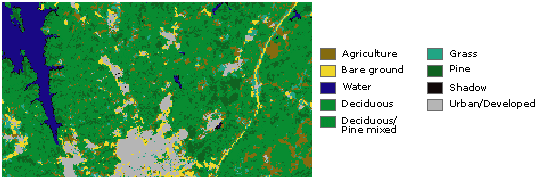 Thematic raster example showing land use Thematic raster example showing land use
