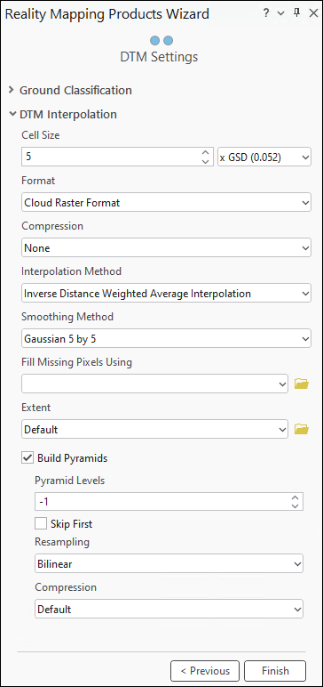 DTM Interpolation options DTM Interpolation options