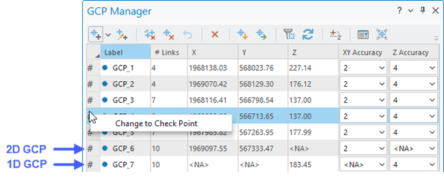 Change a GCP to a check point. Change a GCP to a check point.