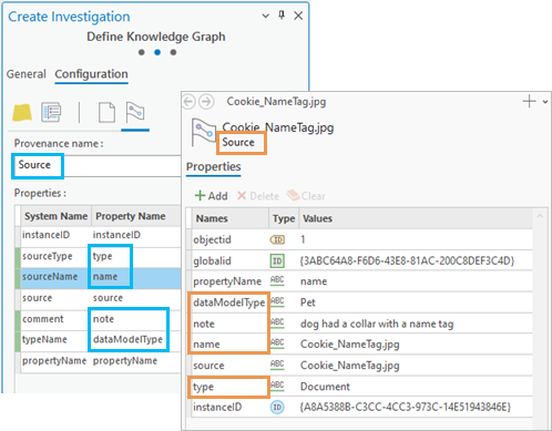 Custom property names appear when you view a provenance record. Custom property names appear when you view a provenance record.