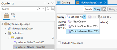The selected query appears in the query text box. The selected query appears in the query text box.