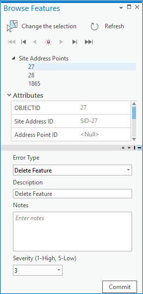 Browse Features pane Browse Features pane
