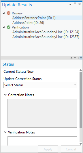 The Update Results pane with sampling results The Update Results pane with sampling results