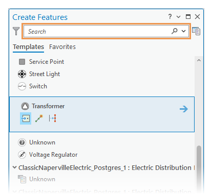 Create Features pane Create Features pane