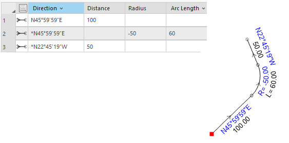 Traverse with curve to the left Traverse with curve to the left
