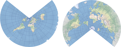 An example of the Lambert conformal conic projection An example of the Lambert conformal conic projection