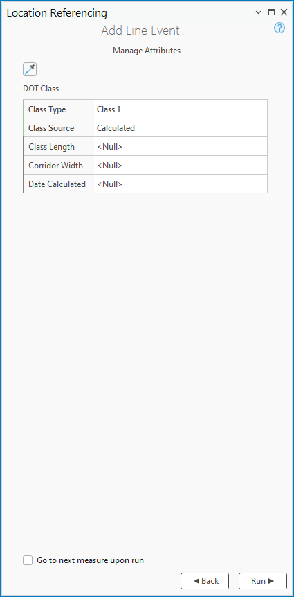 Manage Attributes page in the Add Line Event pane Manage Attributes page in the Add Line Event pane