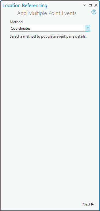 Add Multiple Point Events pane with Coordinates method Add Multiple Point Events pane with Coordinates method