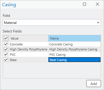 Selected fields when using the Unique Values selection method Selected fields when using the Unique Values selection method