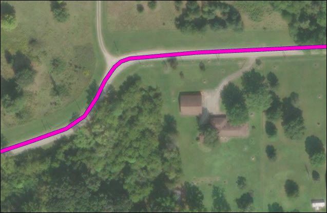 Cartographically realigned route Cartographically realigned route