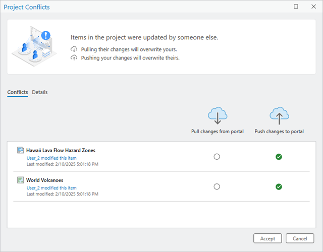 Project Conflicts dialog box Project Conflicts dialog box