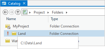 Invalid folder connection in a catalog view Invalid folder connection in a catalog view