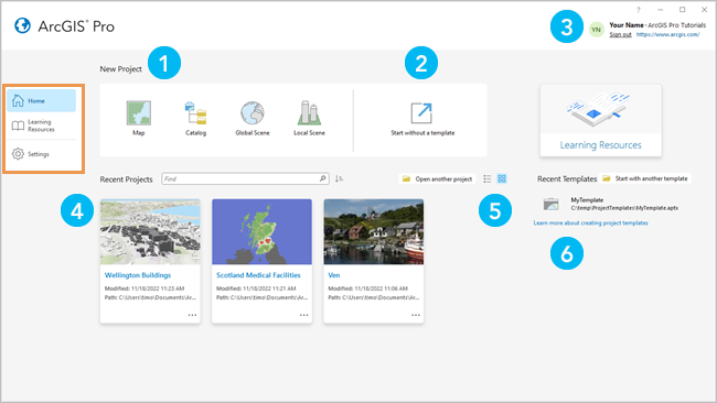 ArcGIS Pro start page