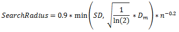 Default search radius for (x,y) formula Default search radius for (x,y) formula
