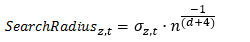 Default search radius for elevation and time formula Default search radius for elevation and time formula